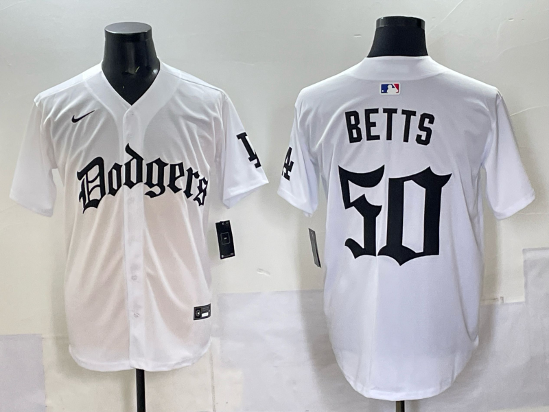 Men Los Angeles Dodgers 50 Betts white Nike 2025 MLB jersey 008